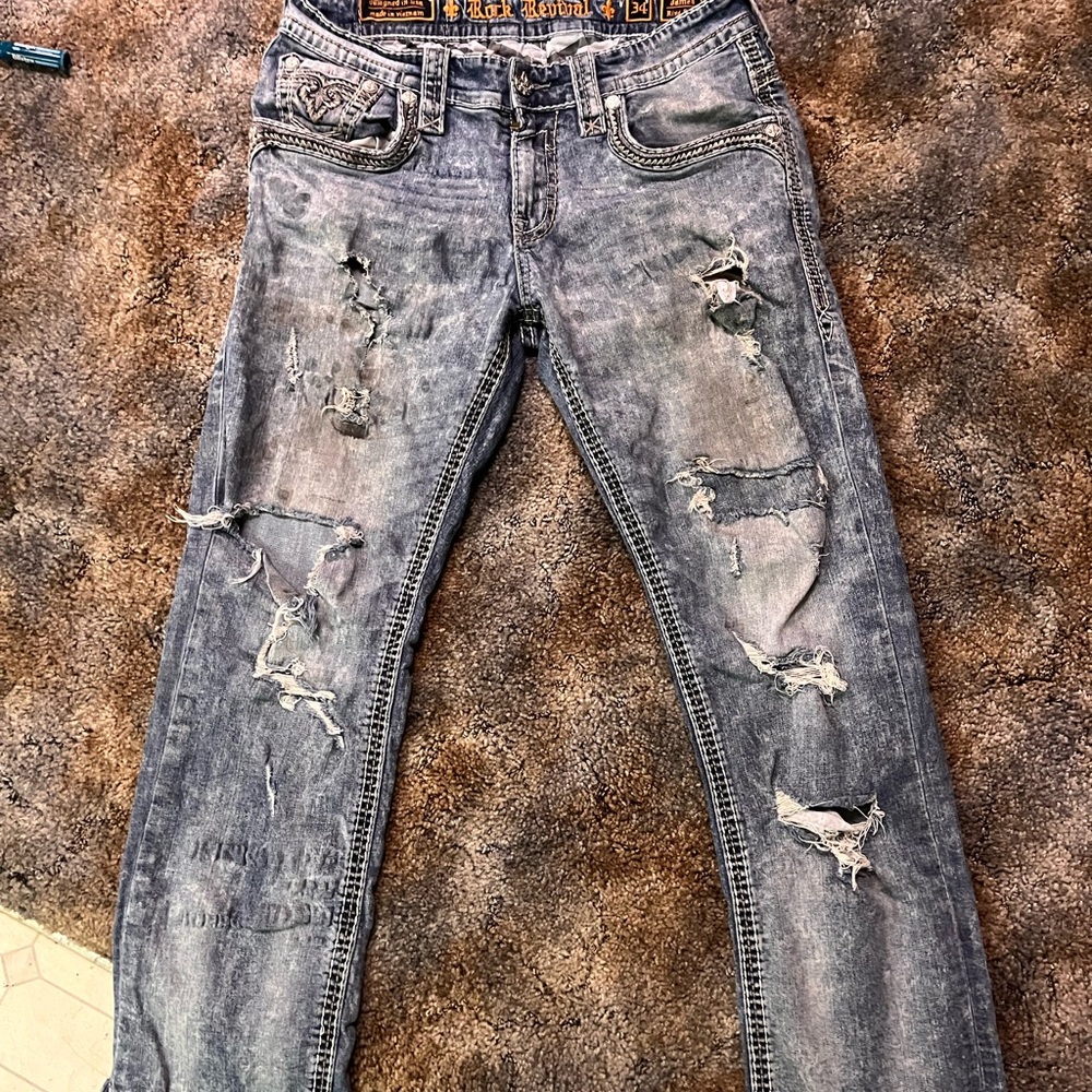 Rock Revival Distressed Straight Jeans